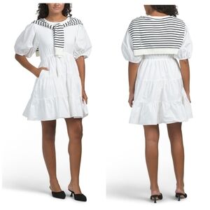 🤍🔹️Sofie The Label🔹️faux Over The Shoulder Off White Mini Sweater Dress